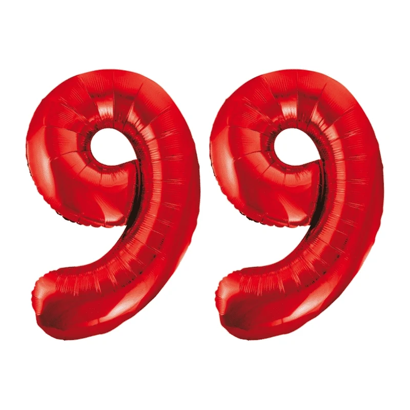 Folieballon 99 jaar rood 86cm