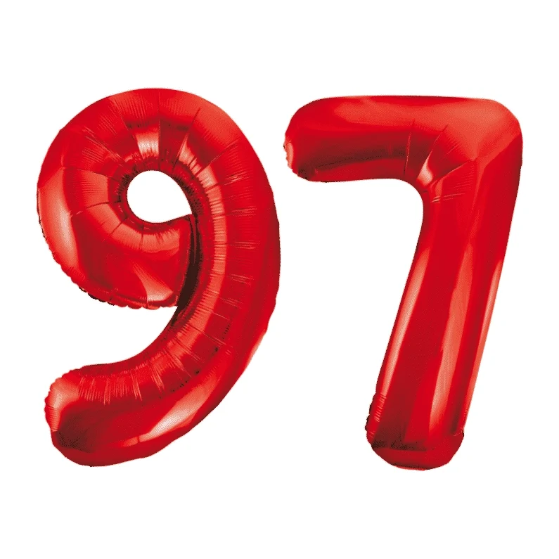 Folieballon 97 jaar rood 86cm