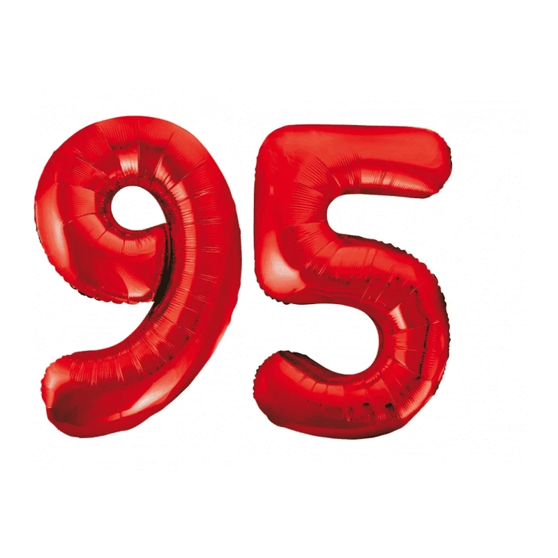 Folieballon 95 jaar rood 86cm