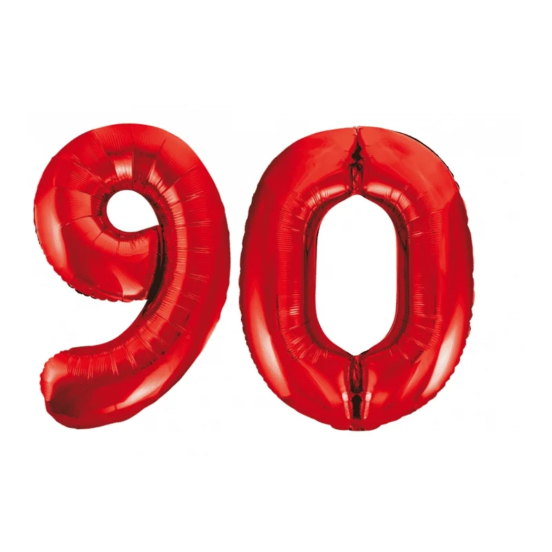 Folieballon 90 jaar rood 86cm