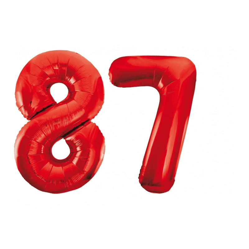 Folieballon 87 jaar rood 86cm