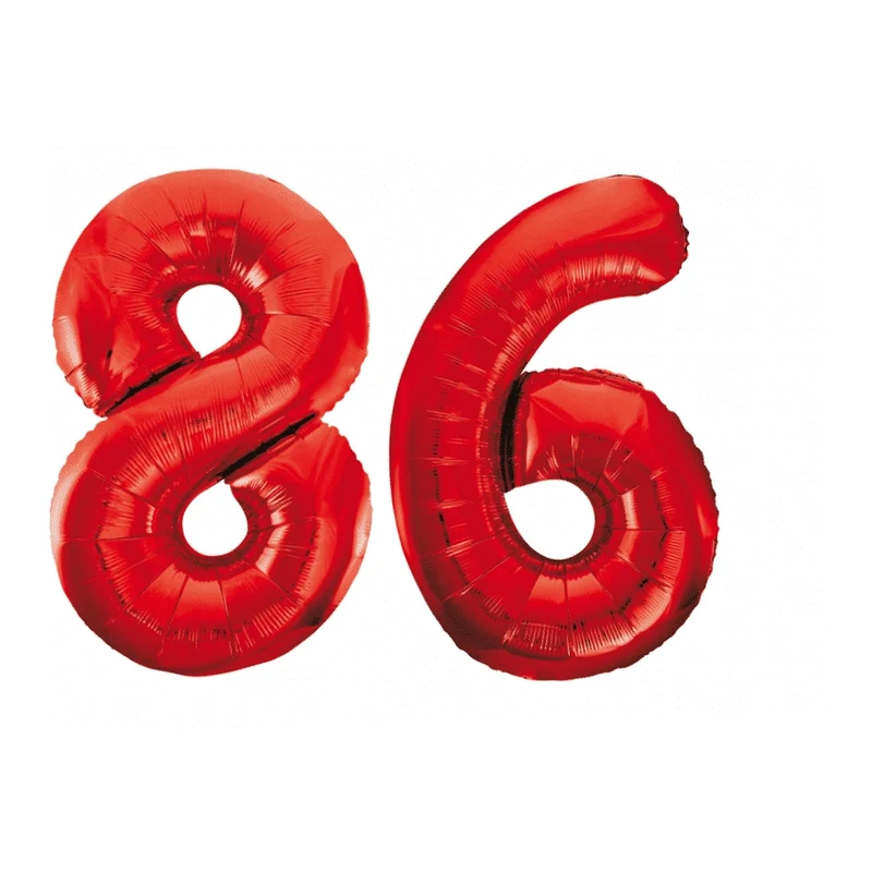 Folieballon 86 jaar rood 86cm