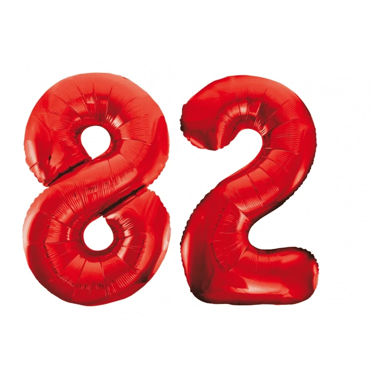 Folieballon 82 jaar rood 86cm