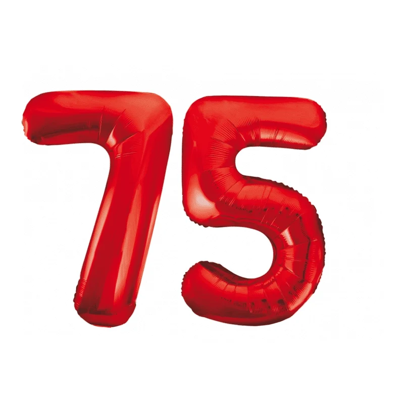 Folieballon 75 jaar rood 86cm