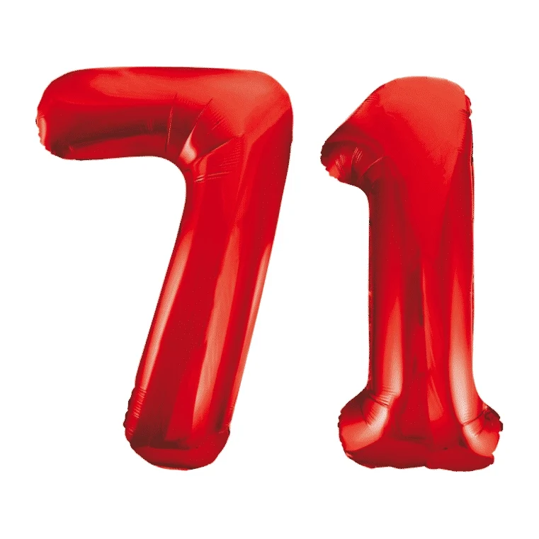 Folieballon 71 jaar rood 86cm