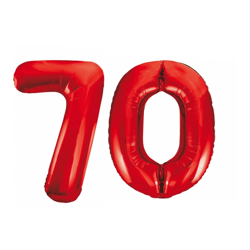 Folieballon 70 jaar rood 86cm