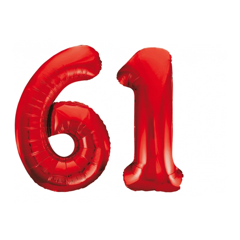 Folieballon 61 jaar rood 86cm