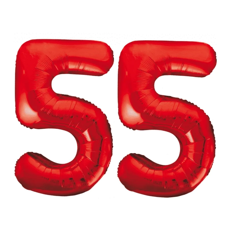 Folieballon 55 jaar rood 86cm