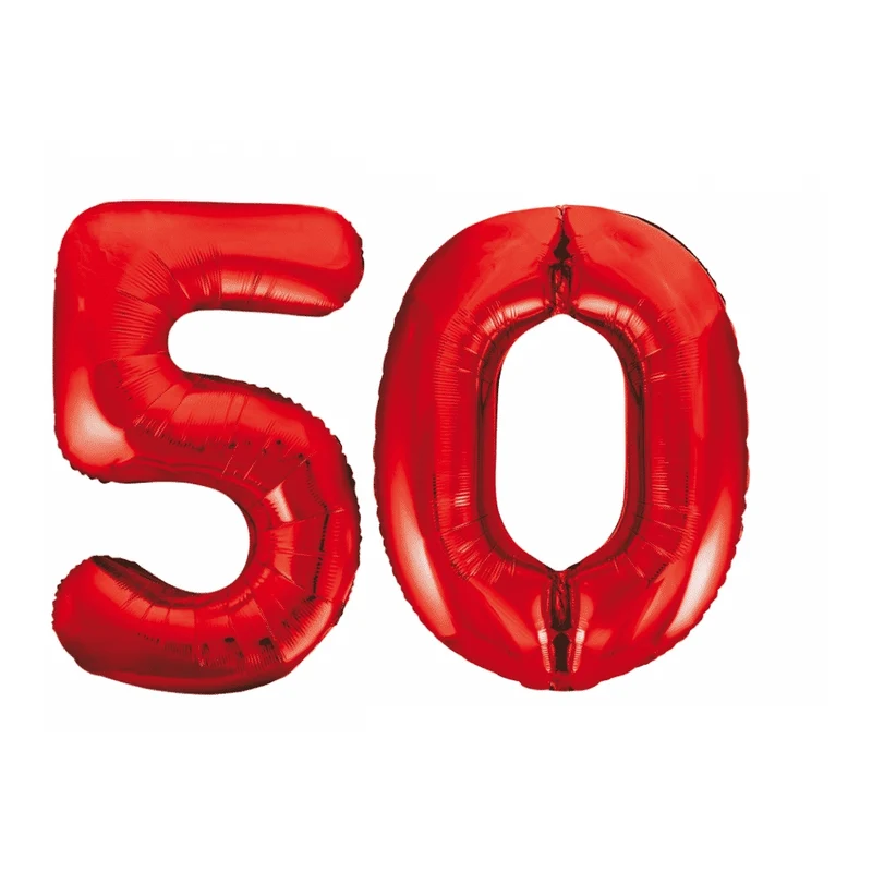 Folieballon 50 jaar rood 86cm