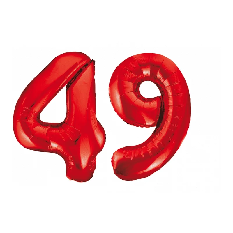 Folieballon 49 jaar rood 86cm