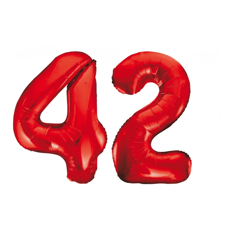 Folieballon 42 jaar rood 86cm