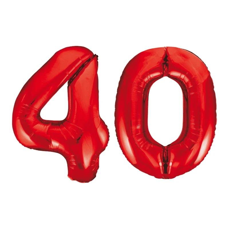 Folieballon 40 jaar rood 86cm