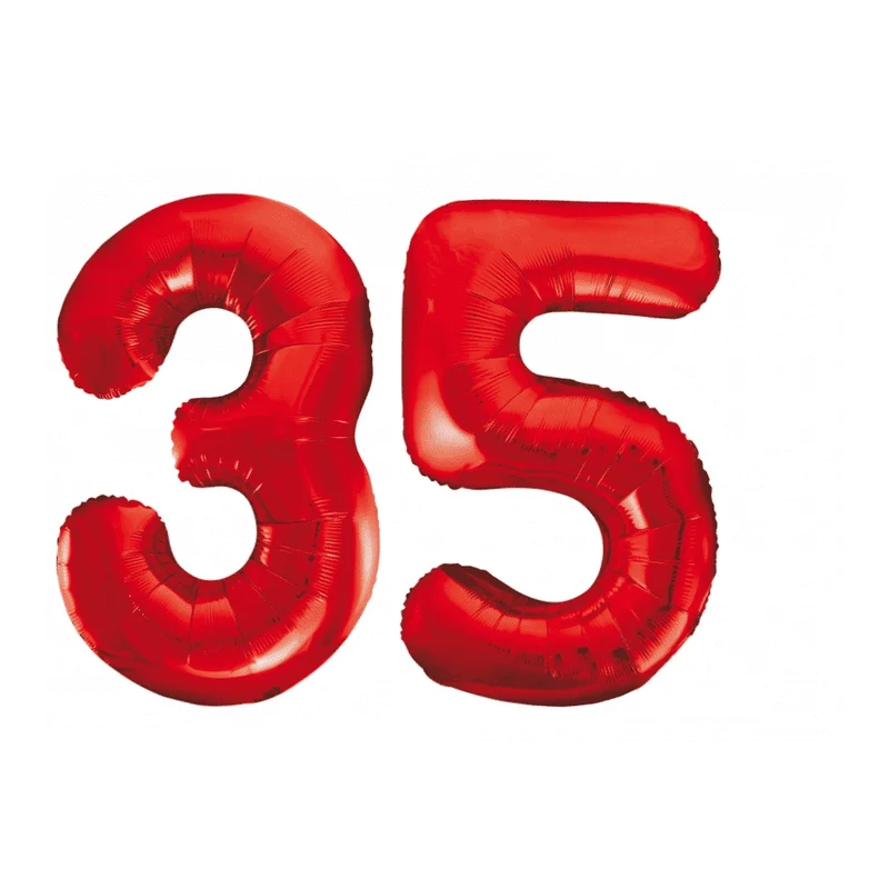 Folieballon 35 jaar rood 86cm