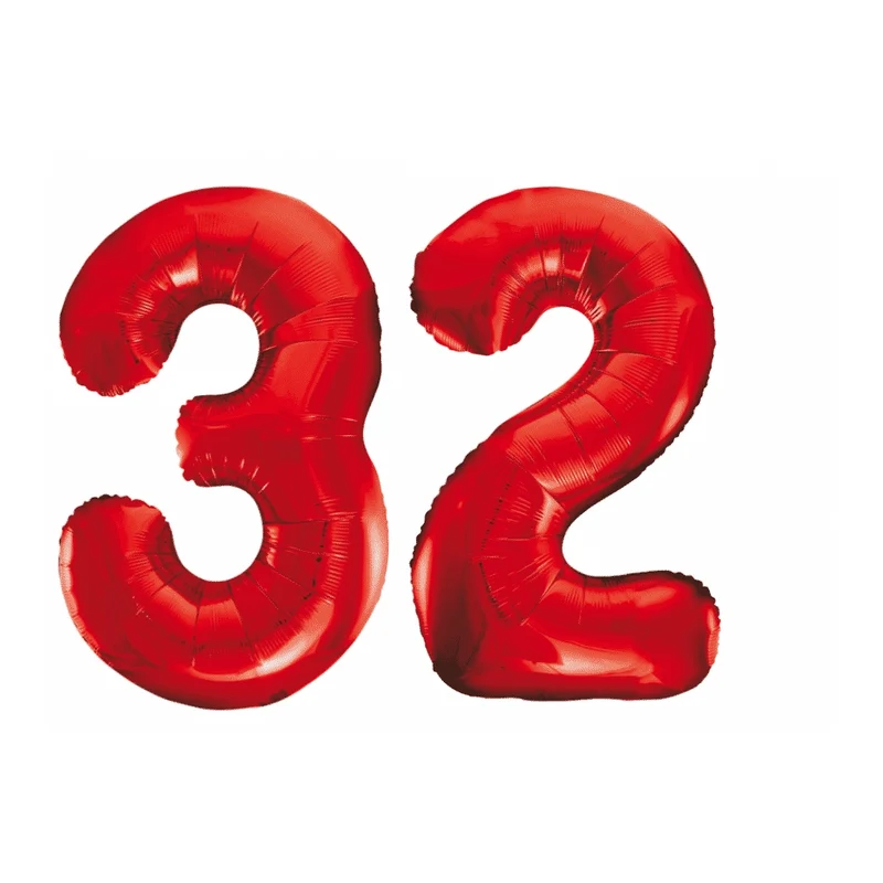 Folieballon 32 jaar rood 86cm