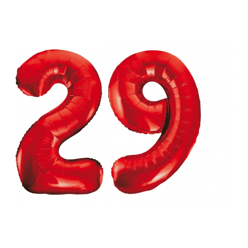 Folieballon 29 jaar rood 86cm