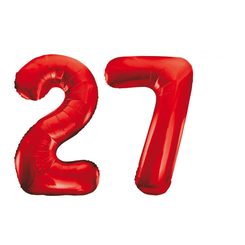 Folieballon 27 jaar rood 86cm