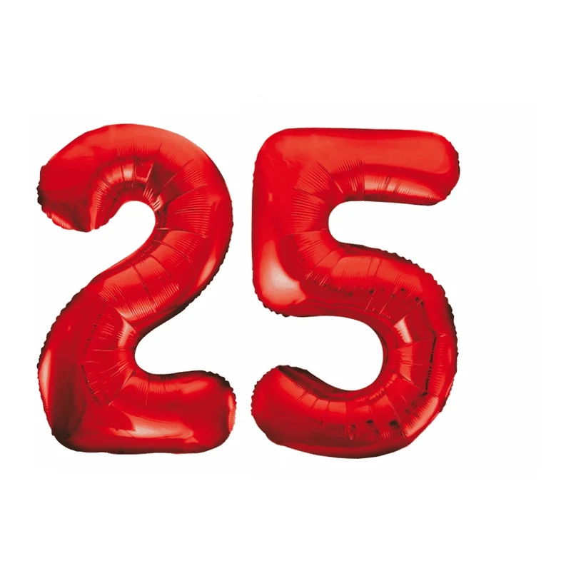 Folieballon 25 jaar rood 86cm