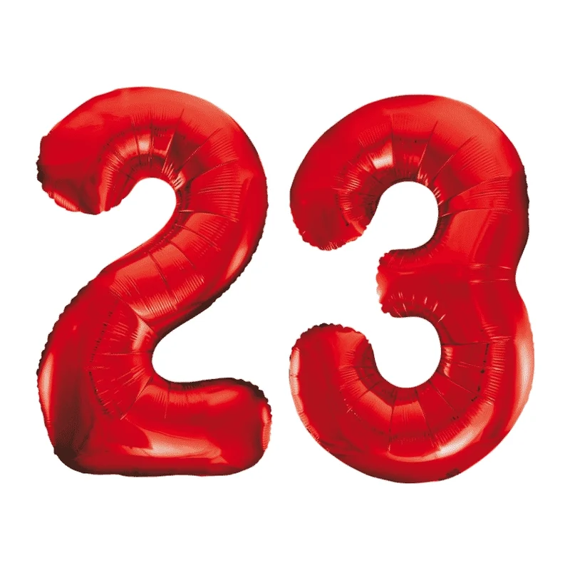 Folieballon 23 jaar rood 86cm