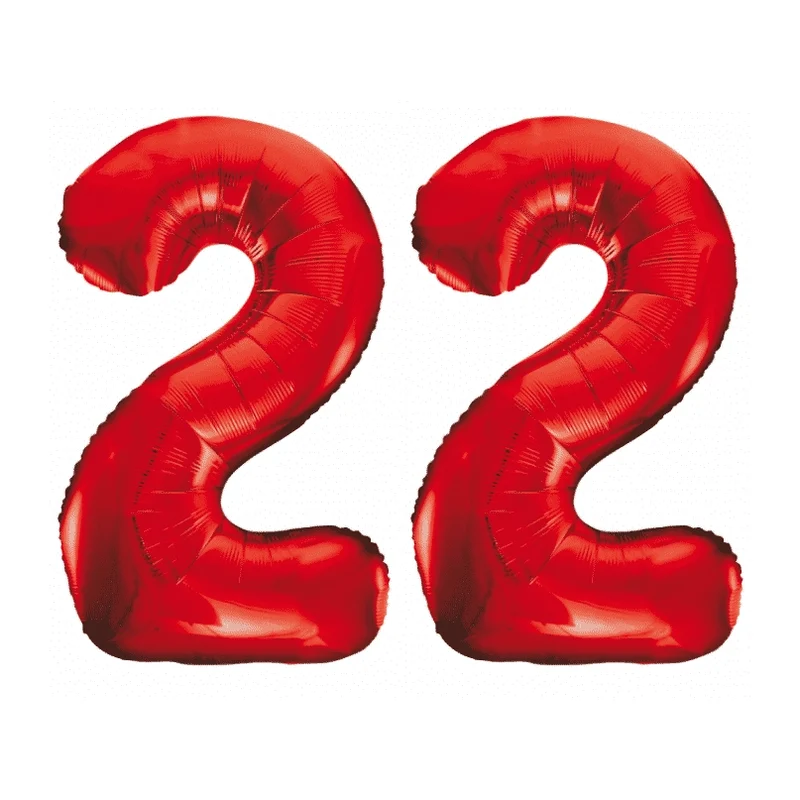 Folieballon 22 jaar rood 86cm