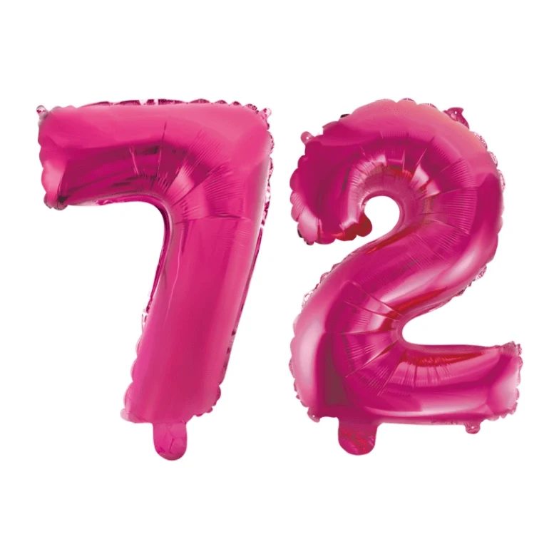 Folieballon 72 jaar roze 86cm