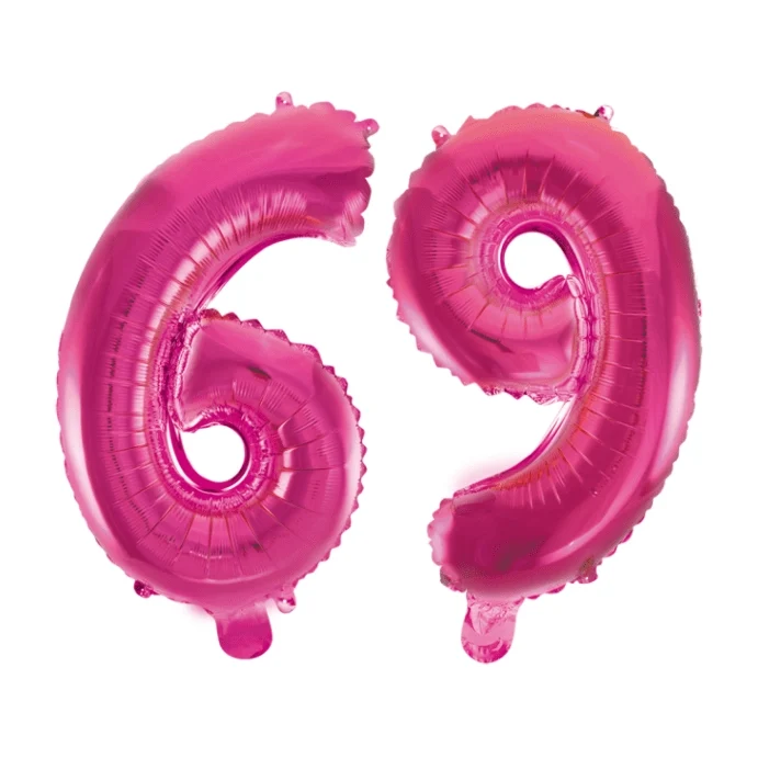 Folieballon 69 jaar roze 86cm