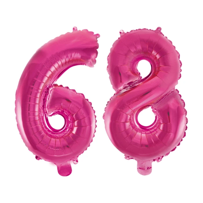 Folieballon 68 jaar roze 86cm