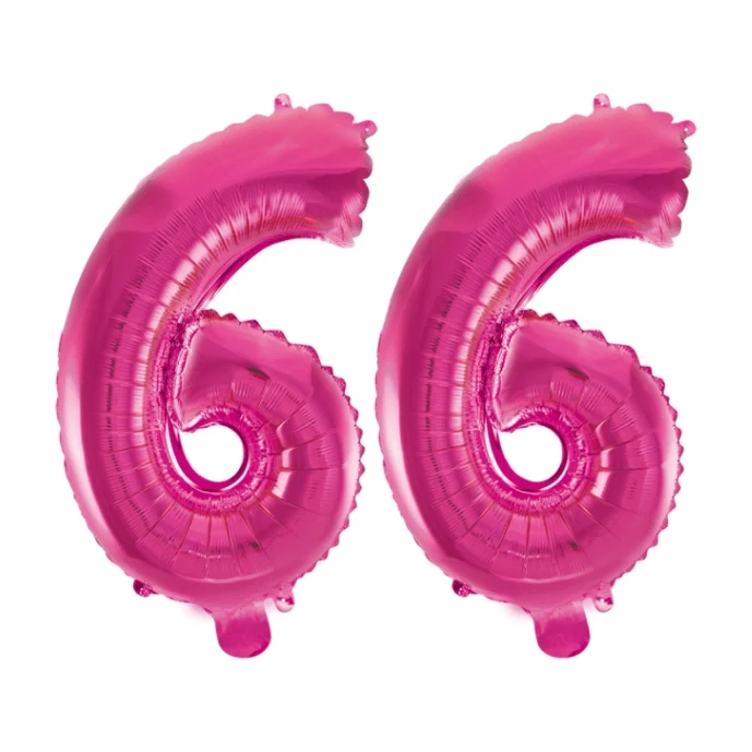 Folieballon 66 jaar roze 86cm