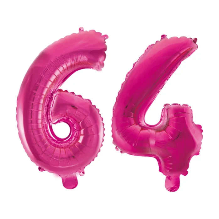 Folieballon 64 jaar roze 86cm