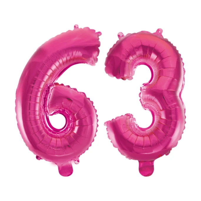 Folieballon 63 jaar roze 41cm