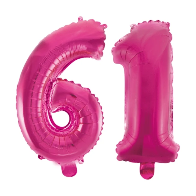 Folieballon 61 jaar roze 41cm