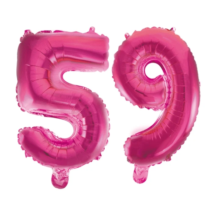 Folieballon 59 jaar roze 86cm
