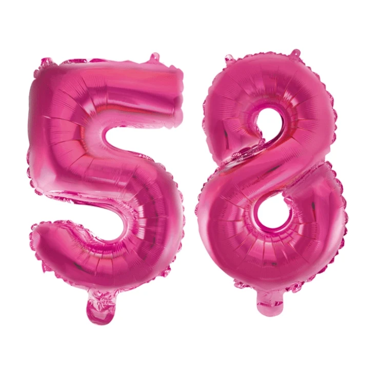 Folieballon 58 jaar roze 86cm
