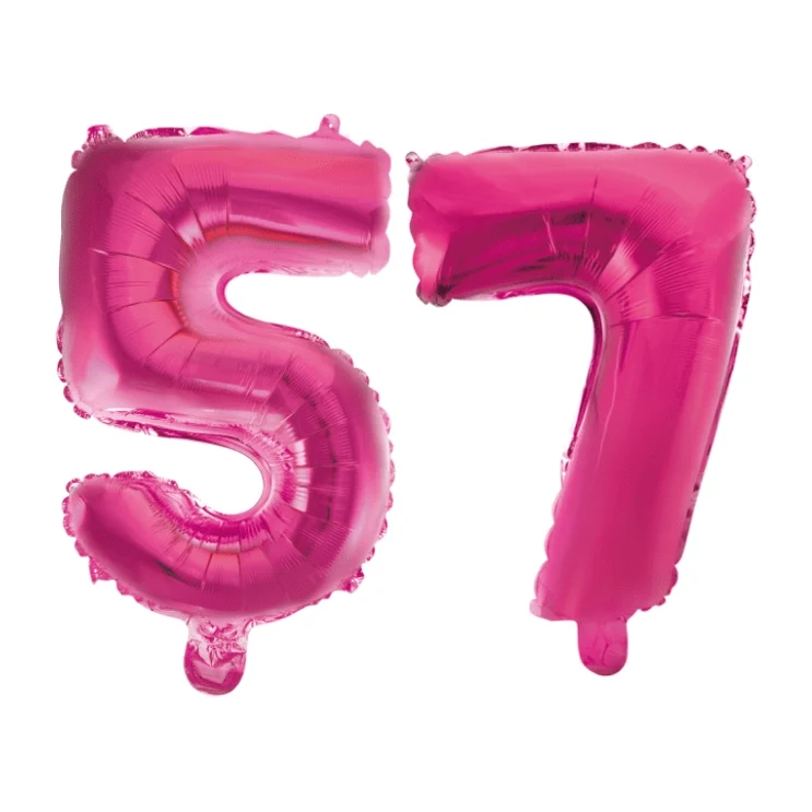 Folieballon 57 jaar roze 86cm