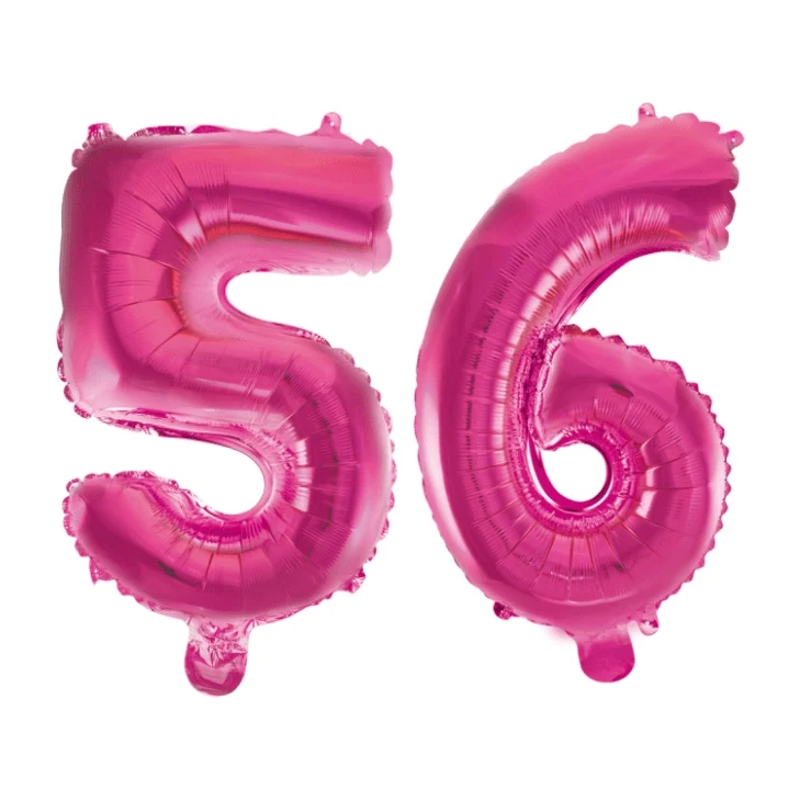 Folieballon 56 jaar roze 86cm