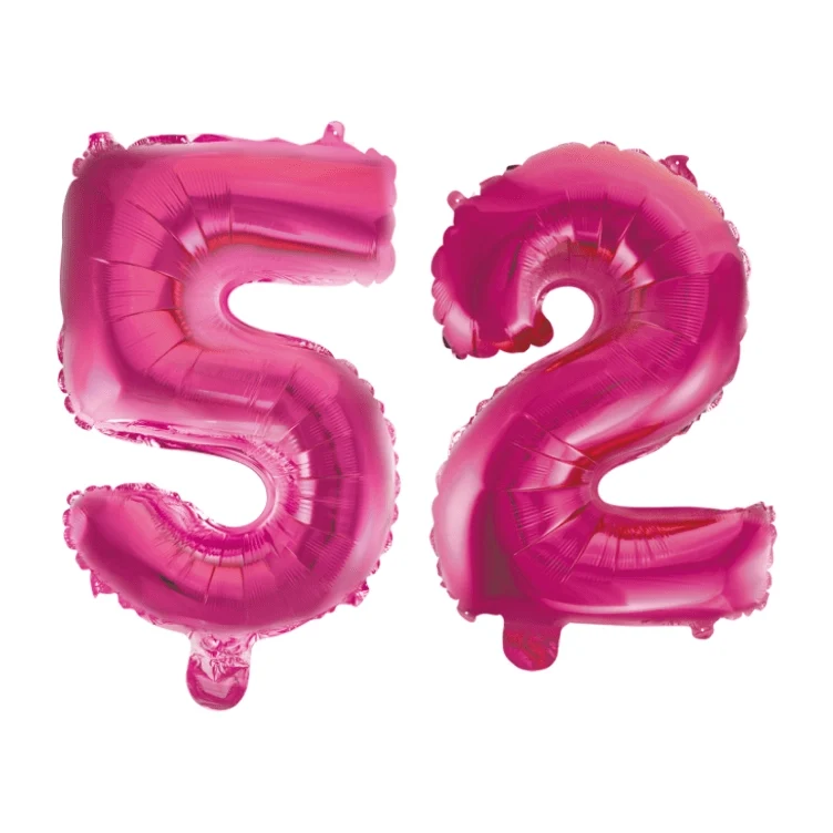Folieballon 52 jaar roze 86cm