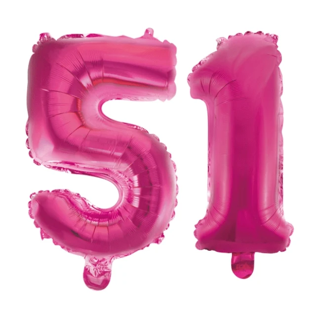 Folieballon 51 jaar roze 41cm