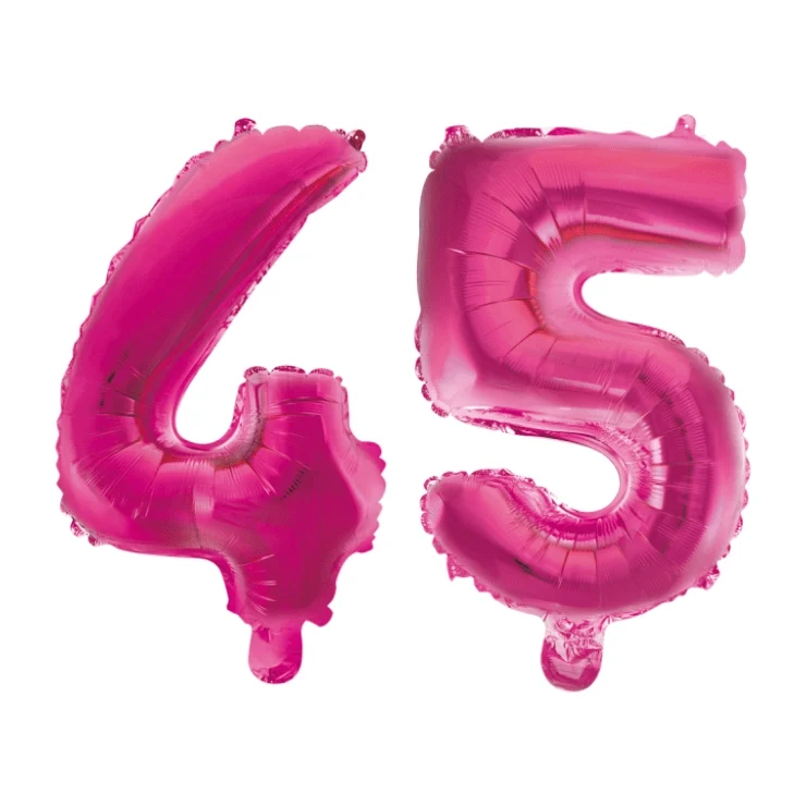 Folieballon 45 jaar roze 86cm