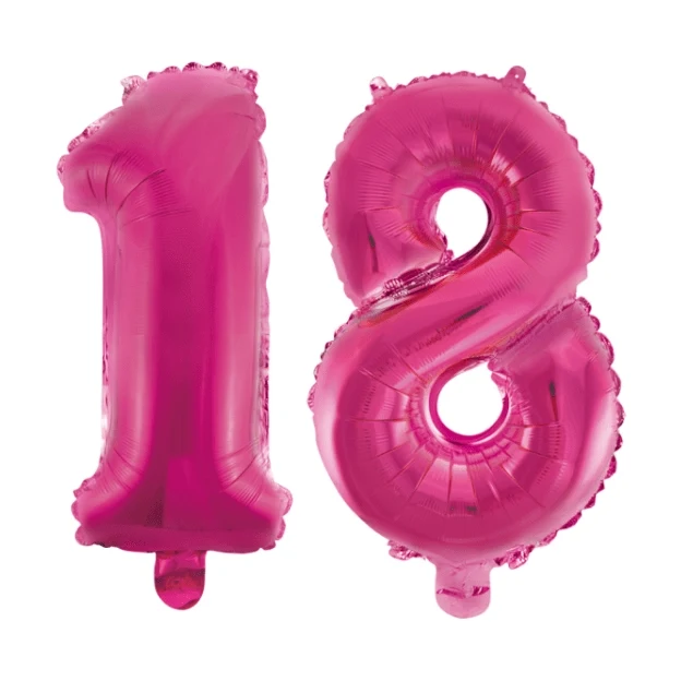 Folieballon 18 jaar roze 86cm