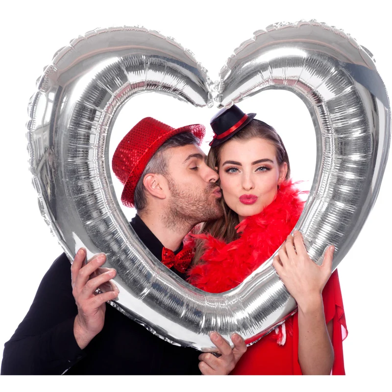 Folieballon Frame Hart Zilver 80x70cm