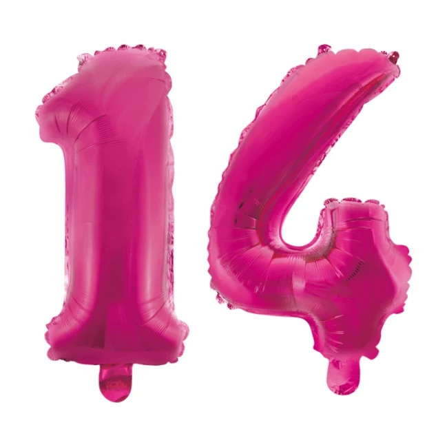 Folieballon 14 jaar roze 86cm