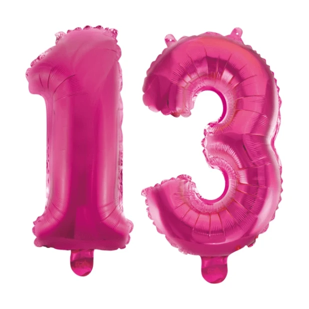 Folieballon 13 jaar roze 86cm