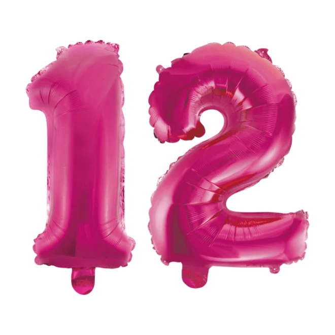 Folieballon 12 jaar roze 86cm