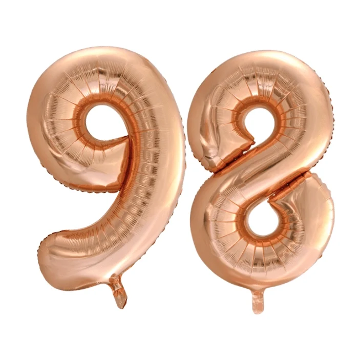 Folieballon 98 jaar Rosé Goud 86cm