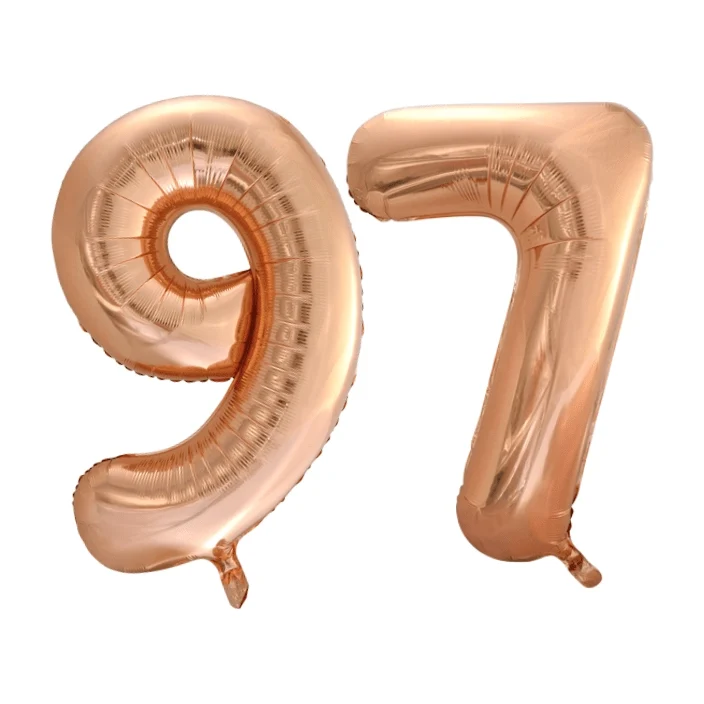 Folieballon 97 jaar Rosé Goud 86cm