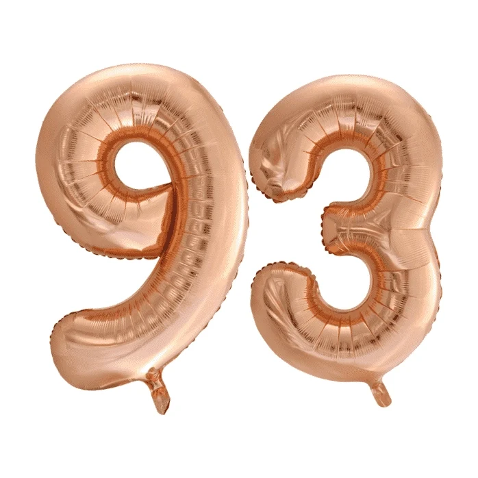 Folieballon 93 jaar Rosé Goud 86cm