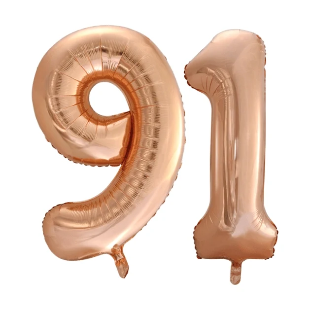 Folieballon 91 jaar Rosé Goud 86cm