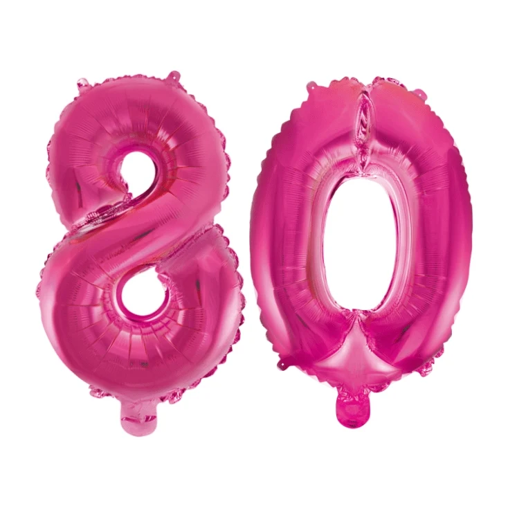 Folieballon 80 jaar roze 41cm
