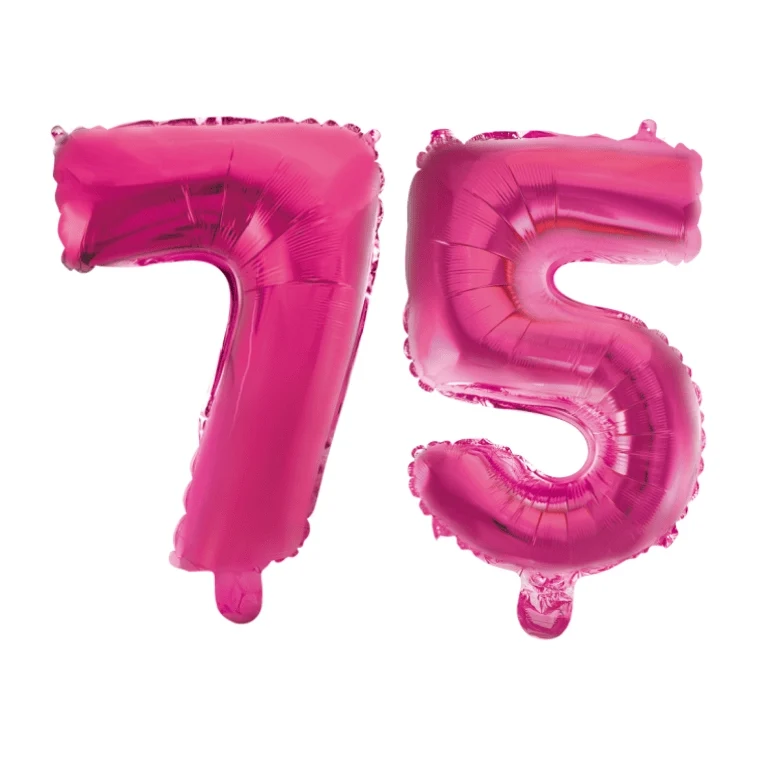 Folieballon 75 jaar roze 41cm
