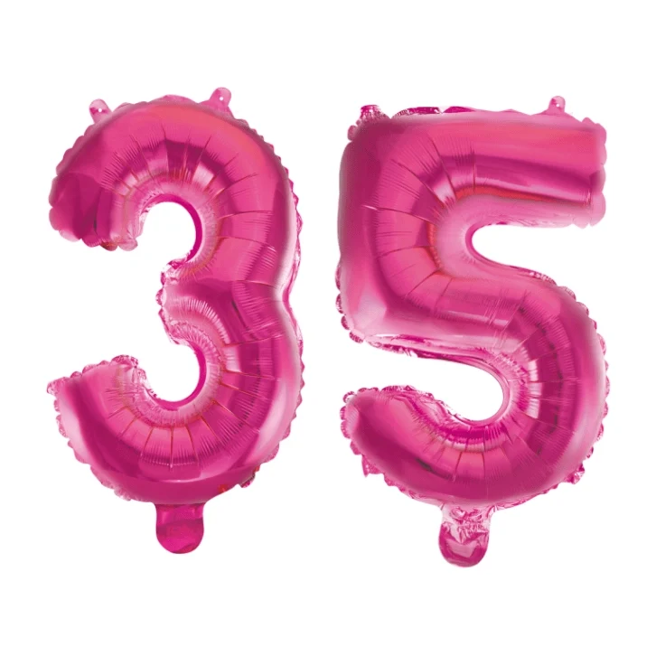 Folieballon 35 jaar roze 86cm