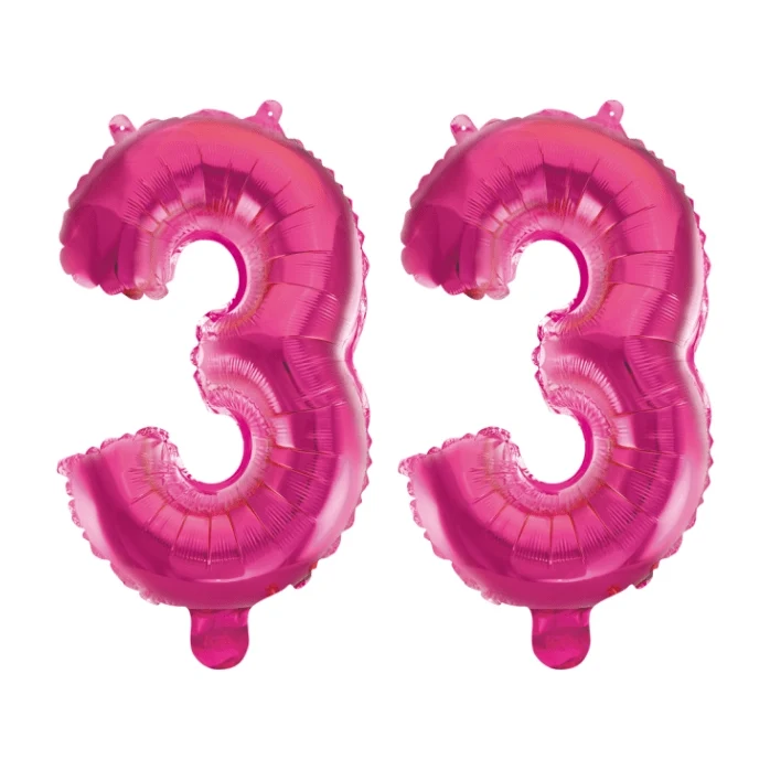Folieballon 33 jaar roze 86cm
